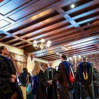 Faculty waiting for ceremony